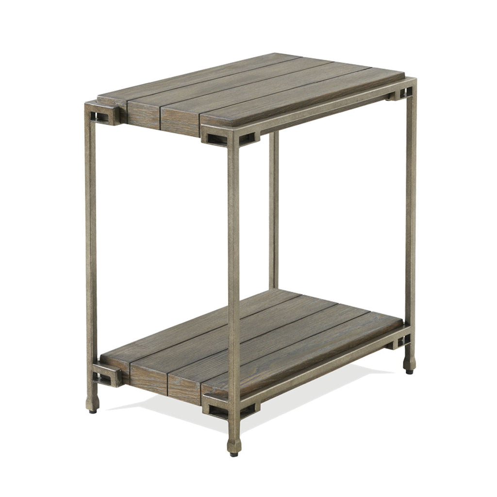 Corbeta - 3 Piece Metal Frame Wood Living Room Coffee Table And 2 Chairside Tables Set, Aged Graphite - Brown