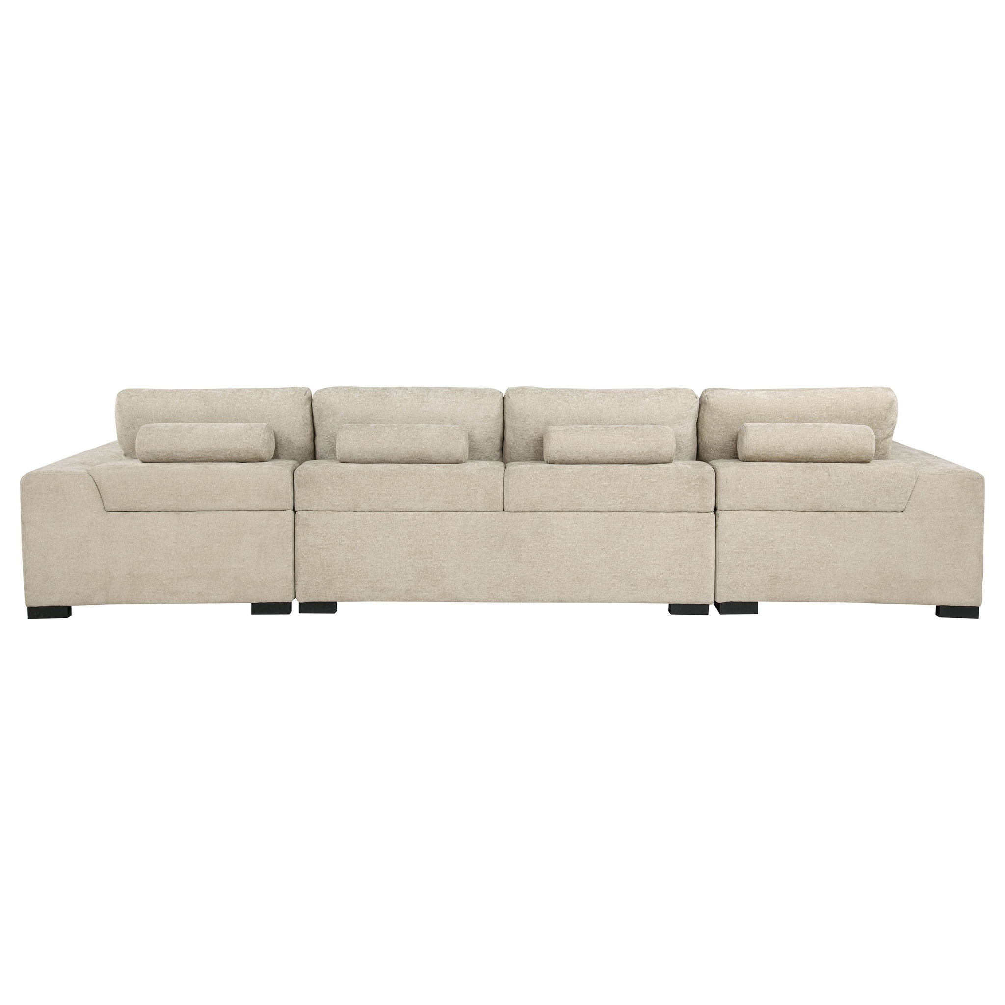 Cannella U-Shaped Double Chaise Upholstered Sectional Sofa Beige