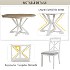 Dining Set With Extendable Round Table And 4 Upholstered Chairs