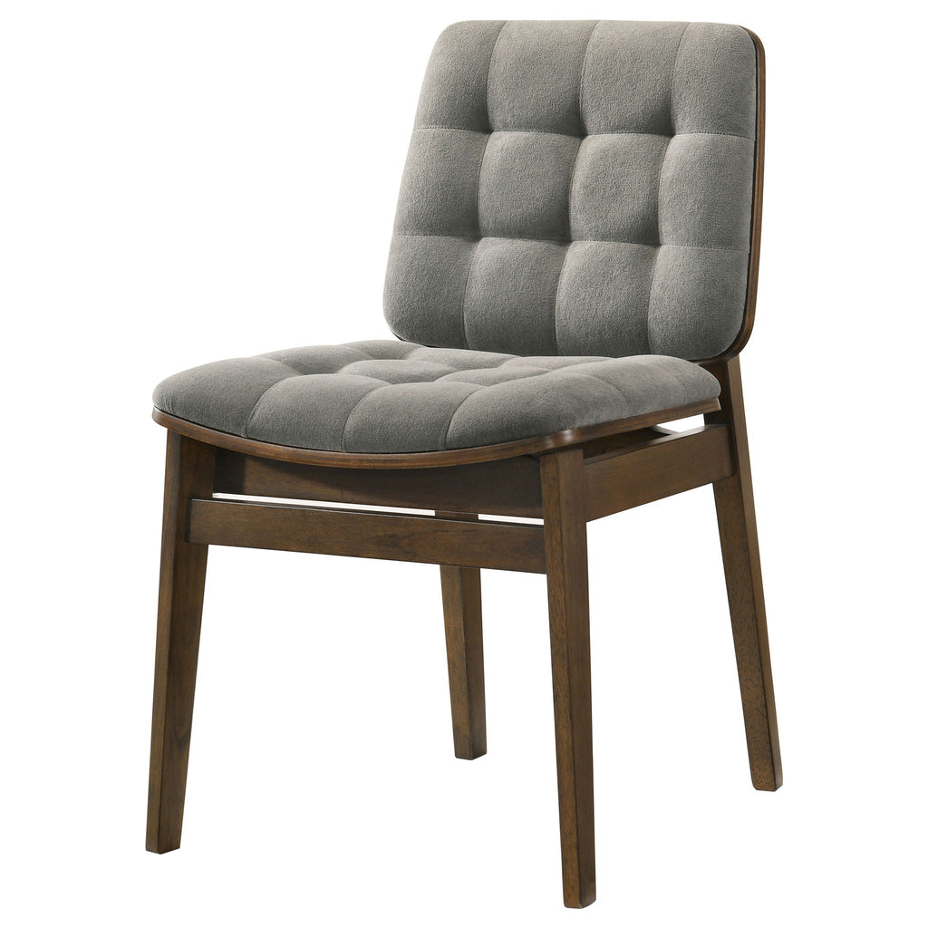 Redbridge Velvet Upholstered Side Chair Grey and Walnut (Set of 2)