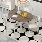 Dining Set With Extendable Round Table And 4 Upholstered Chairs