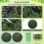 Artificial Topiary Balls, Outdoor Decorative Spheres For Garden (Set of 2) - Green