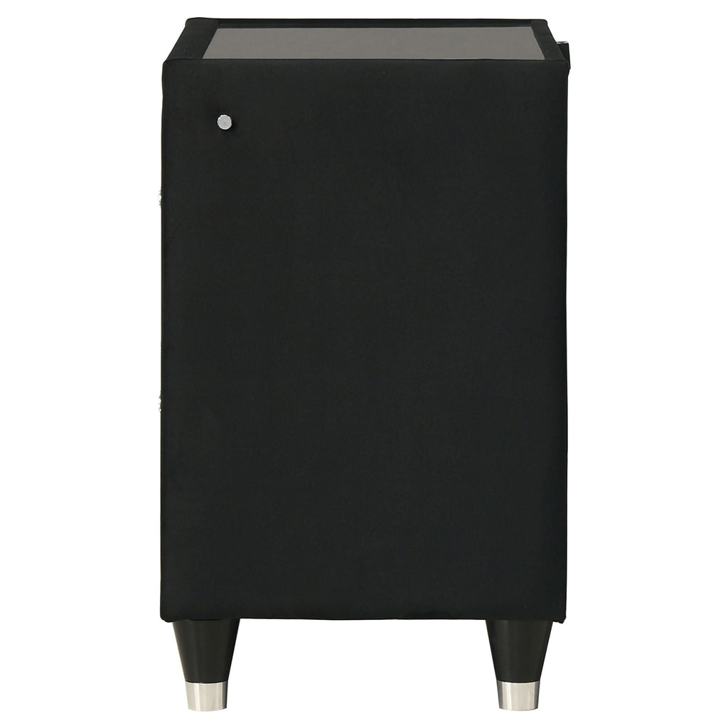 Ravenne 2-drawer Velvet Upholstered LED Nightstand with USB Black
