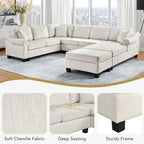 Contemporary U - Shaped Sectional Sofa With Movable Storage Ottoman