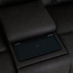 Wendell - Power Motion Loveseat With Console, Wireless Charger, Storage, USB & LED - Dark Gray