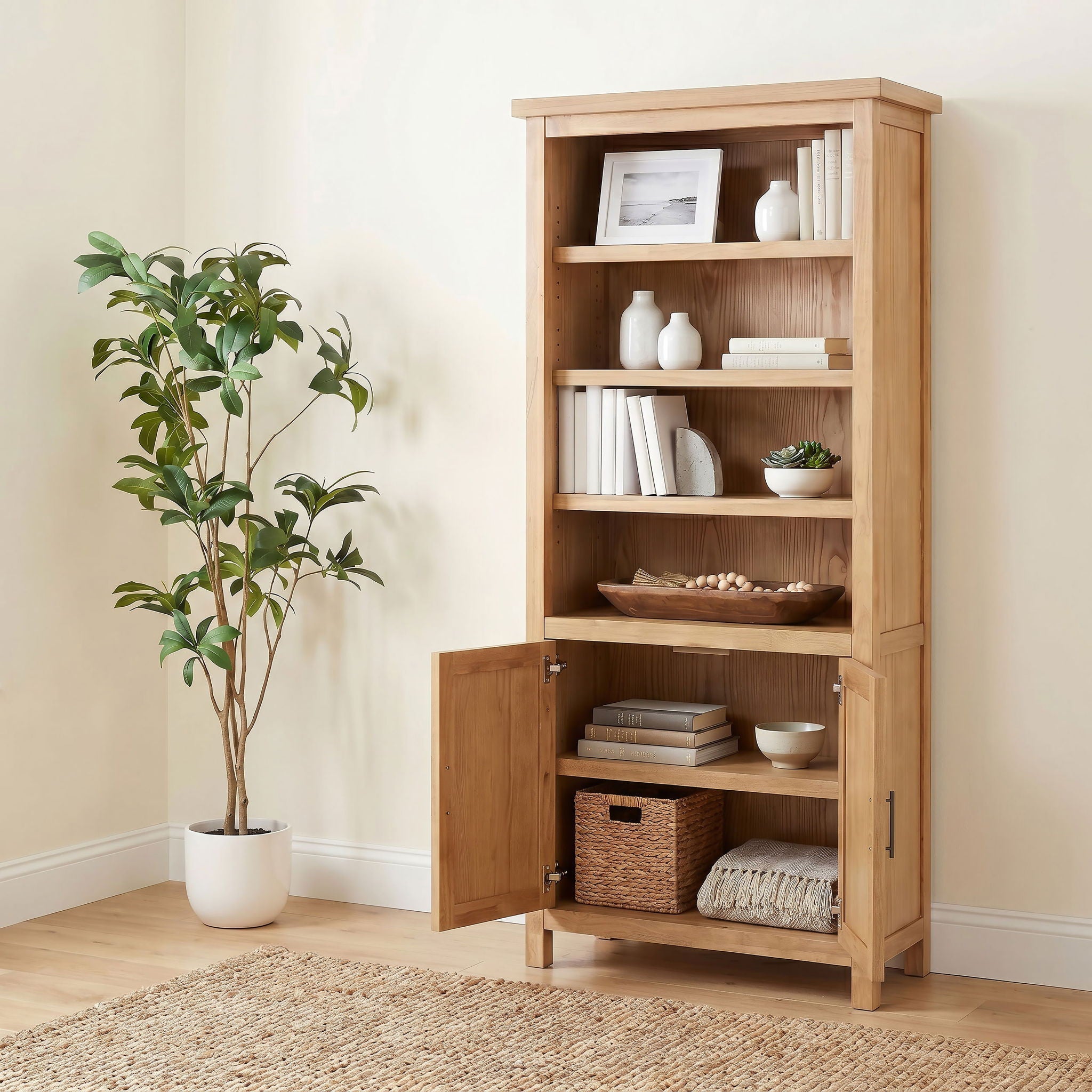 Vermes 72-inch 2-door Home Office Cabinet Bookcase Light Ash
