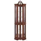 Corner Curio Cabinet With Lights, Adjustable Tempered Glass Shelves, Display Cabinet (E26 Light Bulb Not Included) - Mirrored / Walnut