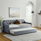 Size Upholstered Daybed With Trundle And USB Charging Armrest