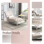 Chaise Lounge Indoor, Button Tufted Upholstered Chaise Lounge Chair With Pillow