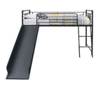 Cordelia - Twin Loft Bed With Slide - Antique Oak, Sandy Black & Dark Bronze Hand-Brushed