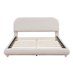 Upholstered Platform Bed With Thick Solid Frame And Stylish Curve-Shaped Design