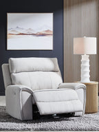 Social Pointe - Power Recliner / Adjustable Headrest - Pearl / Ash