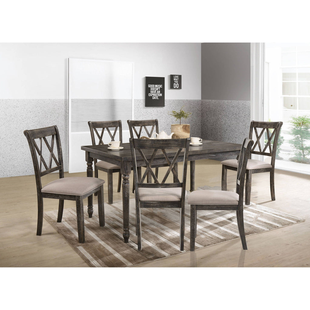 Claudia II - Weathered 7 Pieces Dining Room Set - Gray