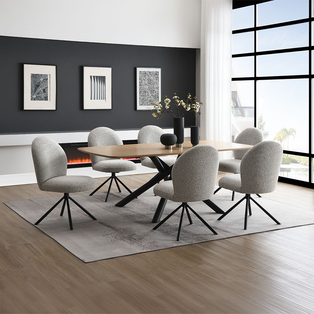 Lawton - Side Chair With Swivel (Set of 2) - Gray Boucle & Black