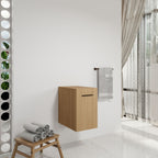 Floating Bathroom Vanity Single Door Base Cabinet, Wall Mounted Storage - Light Oak