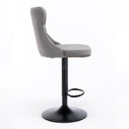 Swivel Barstools Adjusatble Seat Height, Modern Upholstered Bar Stools With Backs Comfortable Tufted For Home Pub And Kitchen Island (Set of 2)