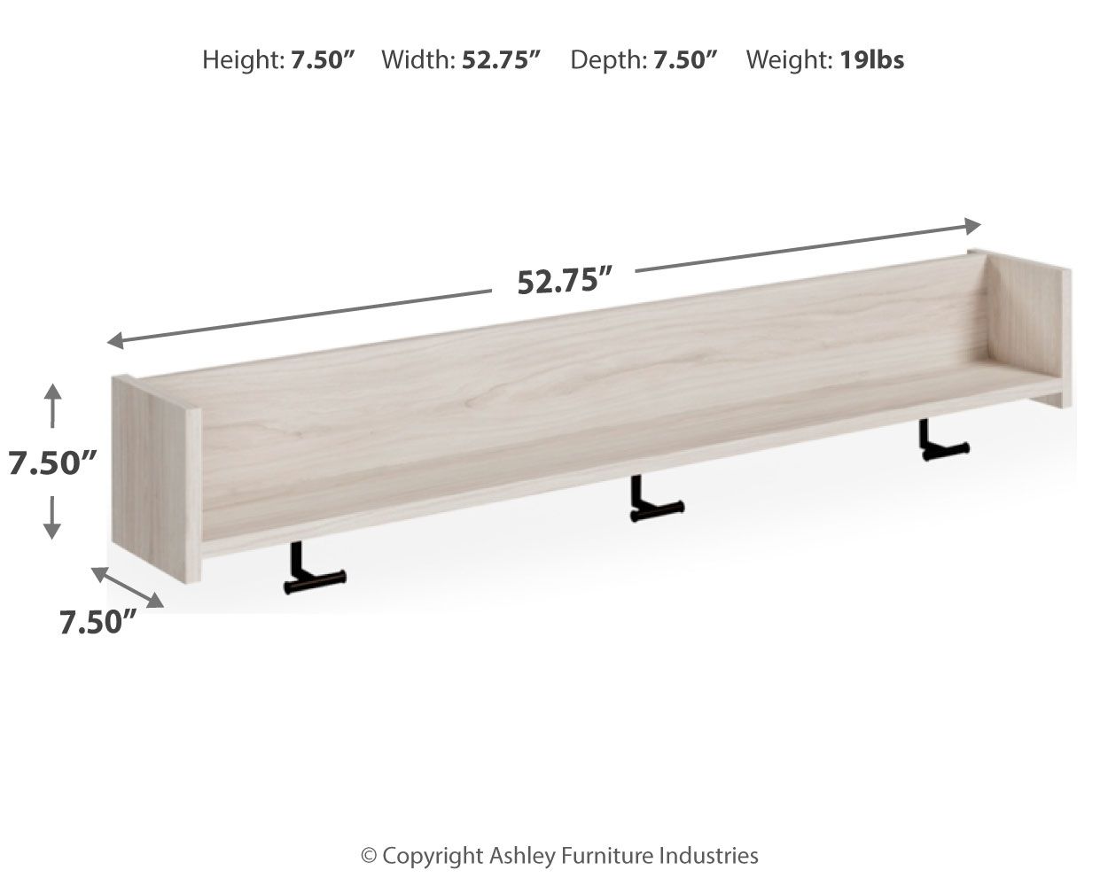 Socalle - Wall Mounted Coat Rack w/Shelf - Light Natural