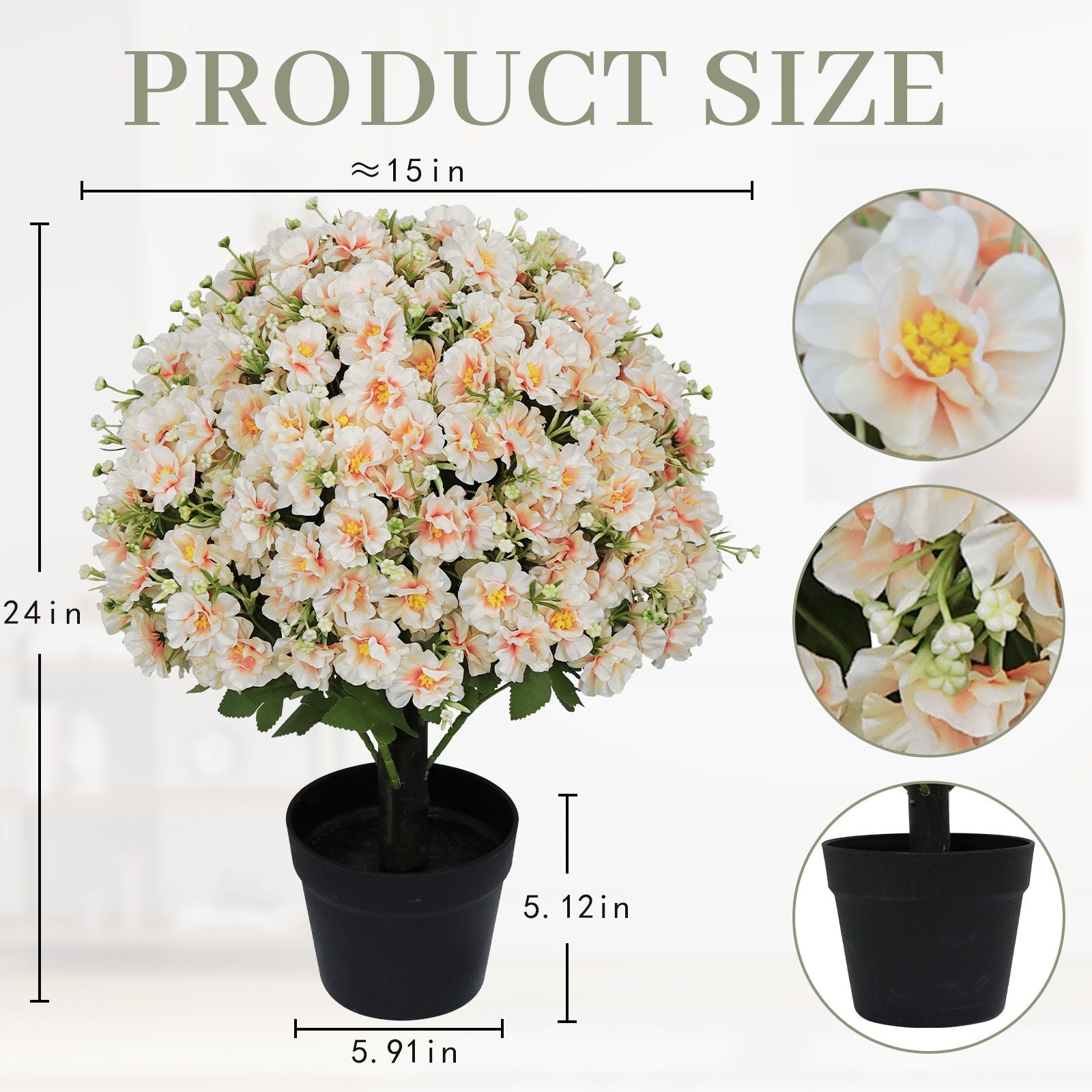 Artificial Snow Lotus Potted Plant, Artificial Floral Decor For Indoor & Outdoor Spaces - White / Pink