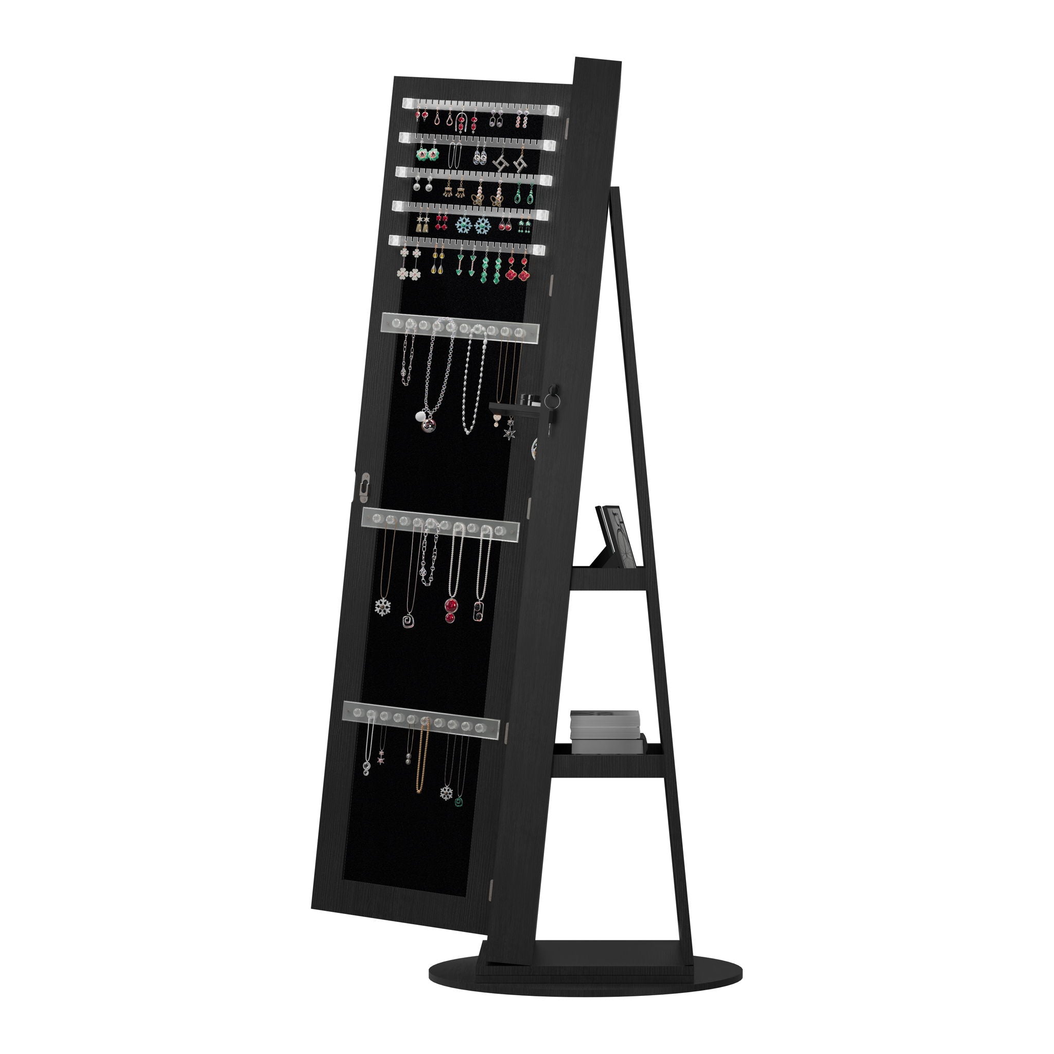 Swivel Jewelry Cabinet With Full Length Mirror