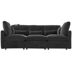 Modern Modular U-Shaped Sofa Bed With Movable Ottoman, USB Ports, Phone Holder