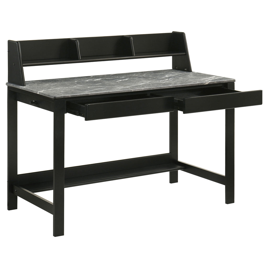Besler 47-inch SmartTop Writing Desk with Shelf Grey Stone and Black