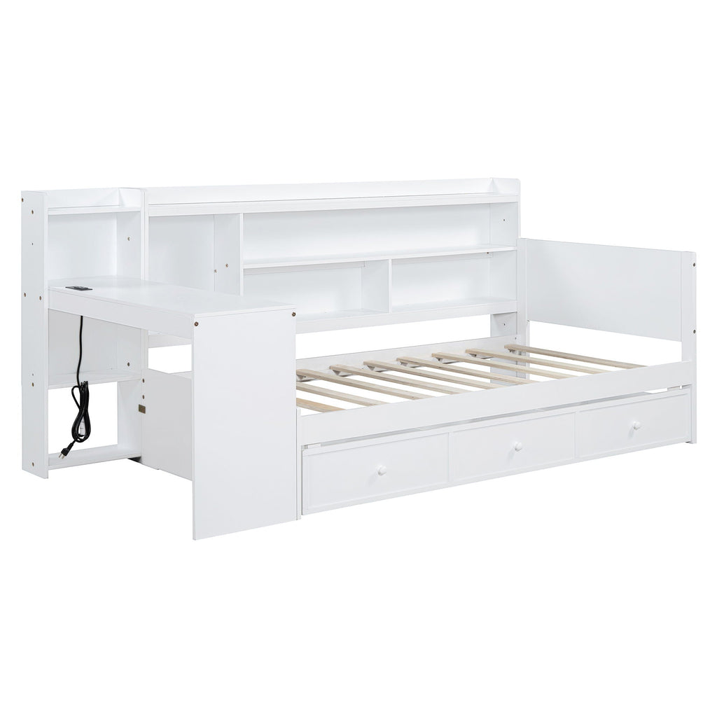 Daybed With 3 Drawers USB Ports And Desk