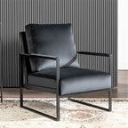 Classic Mid Century Modern Accent Chair With Durable Square Metal Frame, Armchair