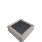 Salena - Patio Sectional Sofa With 4 Pillows & Coffee Table - Beige Fabric & Gray Wicker