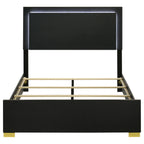 Marceline Wood Full LED Panel Bed Black