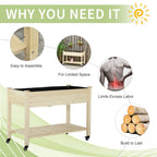 Outsunny - Raised Garden Bed, 47" x 22" x 33", Elevated Wooden Planter Box With Lockable Wheels, Storage Shelf, And Bed Liner For Backyard, Patio - Natural