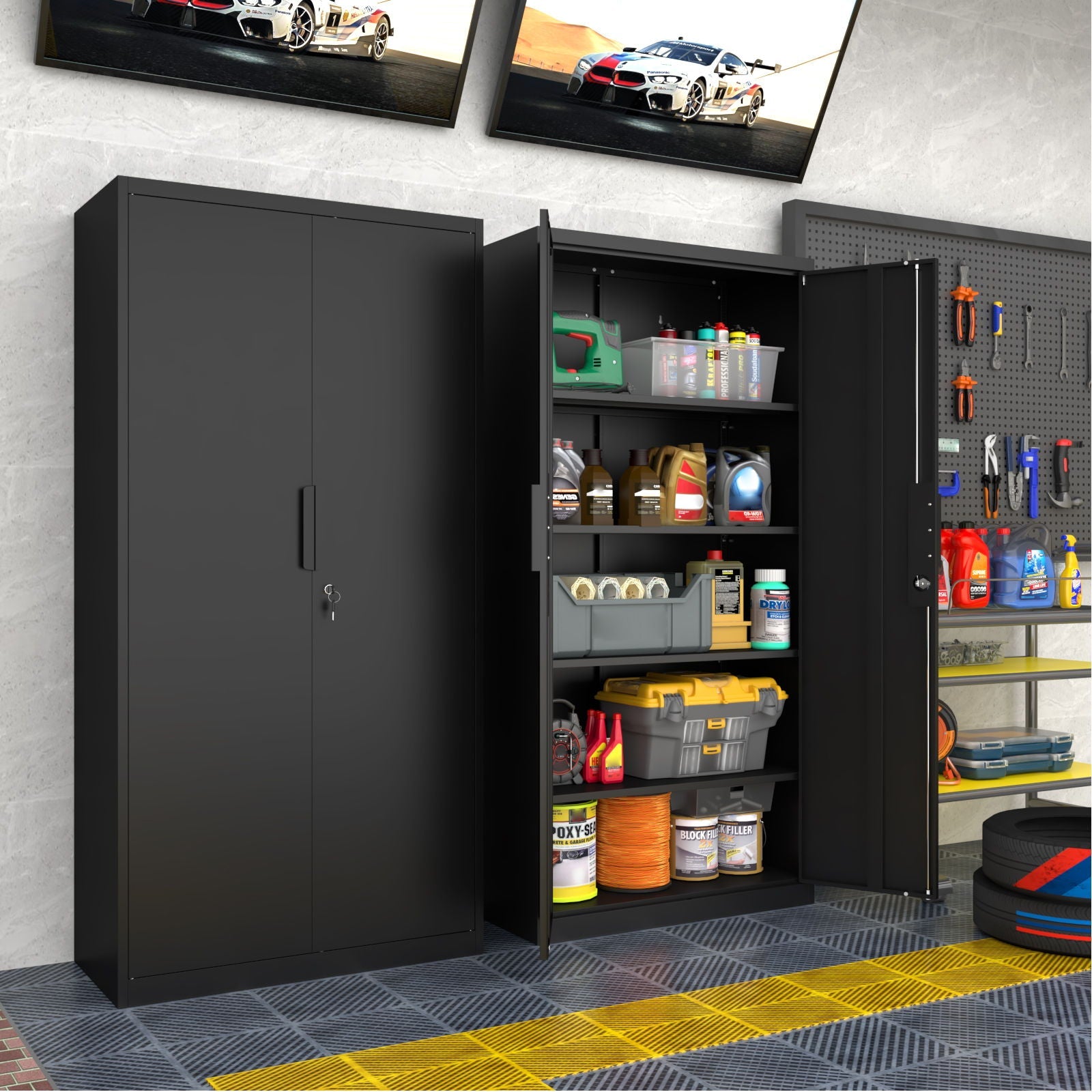 2 Door File Cabinet With Lock, 4 Adjustable Shelves, Heavy-Duty