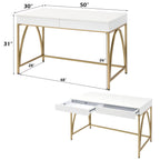 Lightmane - Vanity Desk (Same 92660) - White High Gloss & Gold