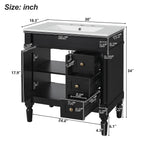 Bathroom Vanity With Ceramic Sink, 2 Doors 3 Drawers, Soft Close Design