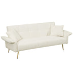 Convertible Double Futon Sofa Bed With Folding Armrests For Living Rooms