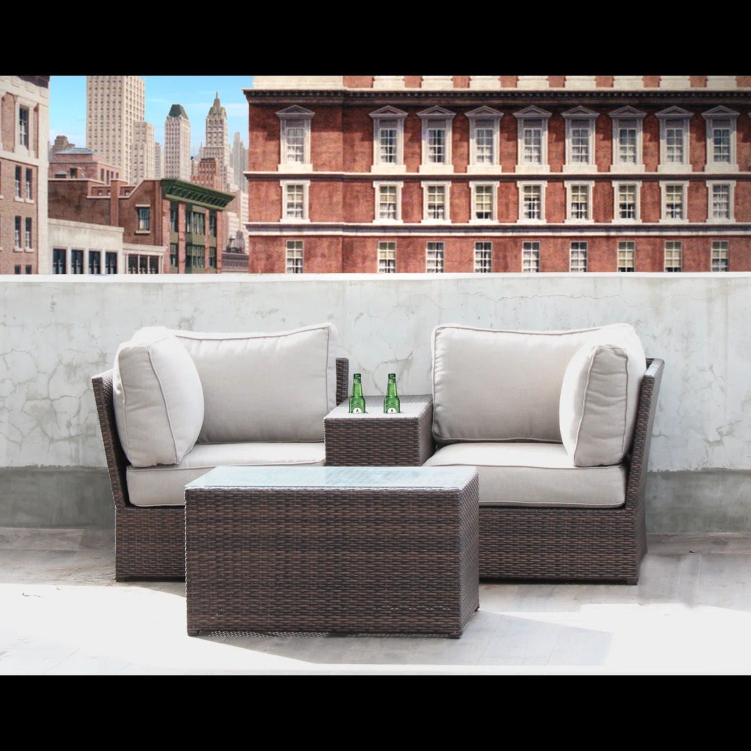 Comfortable Modern Patio Rattan Sectional Set With Cushions