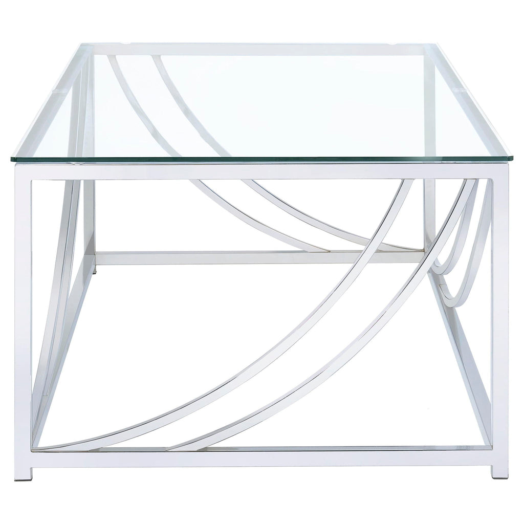 Lille 2-piece Glass Top Coffee And End Table Set Chrome