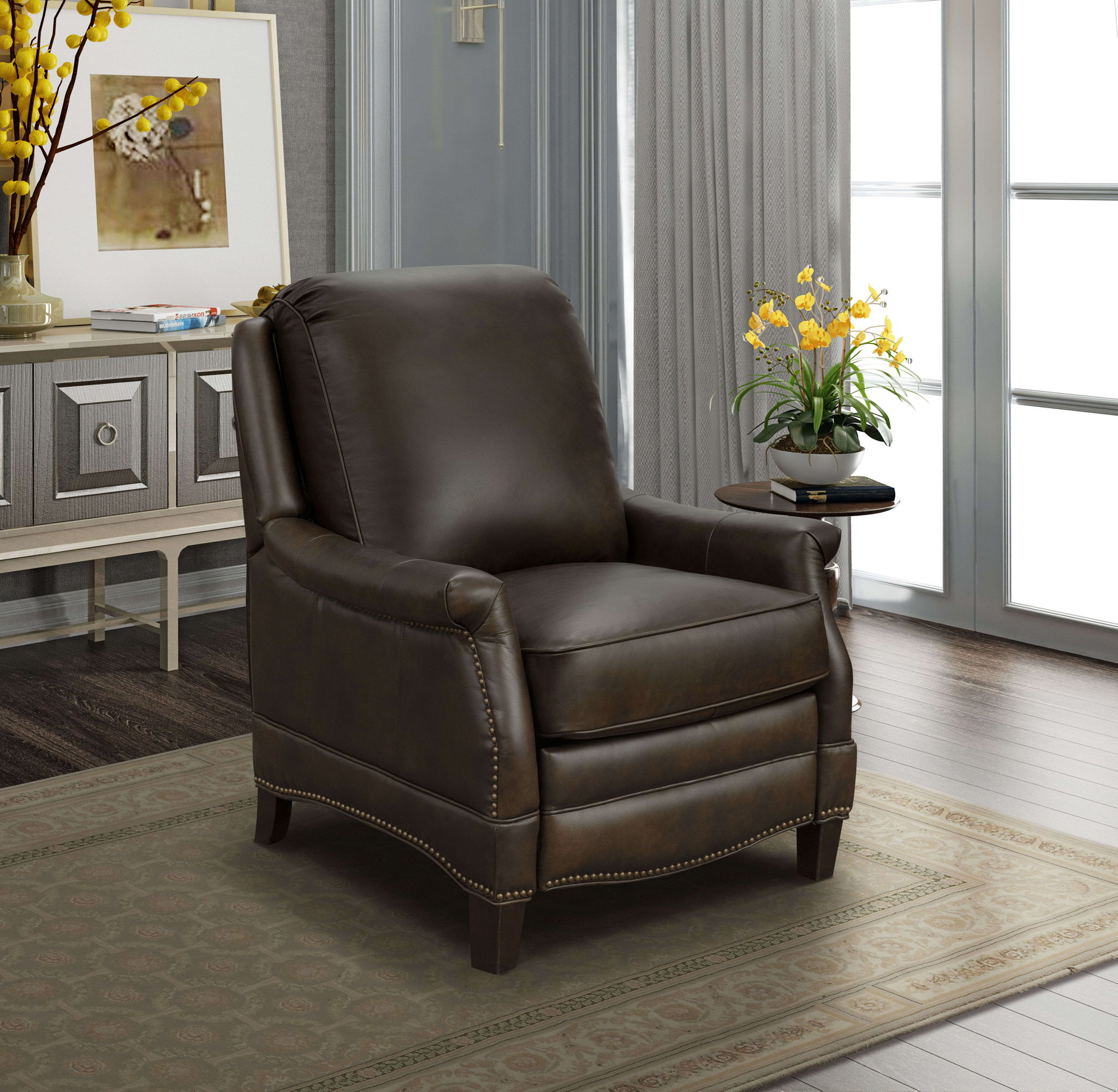 Ashebrooke - Push Thru The Arm Recliner - Walnut