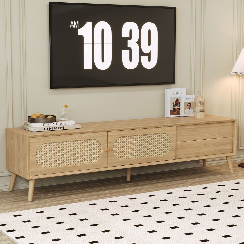 TV Stand For TVs Up To 80", Media Console, Cabinet - Natural