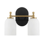 Vortex - 2 Lights Vanity In Style For Over Bathroom Mirror Wall Sconce - Black / Gold / White