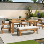 Outdoor Dining Set Rectangular Table With Umbrella Hole