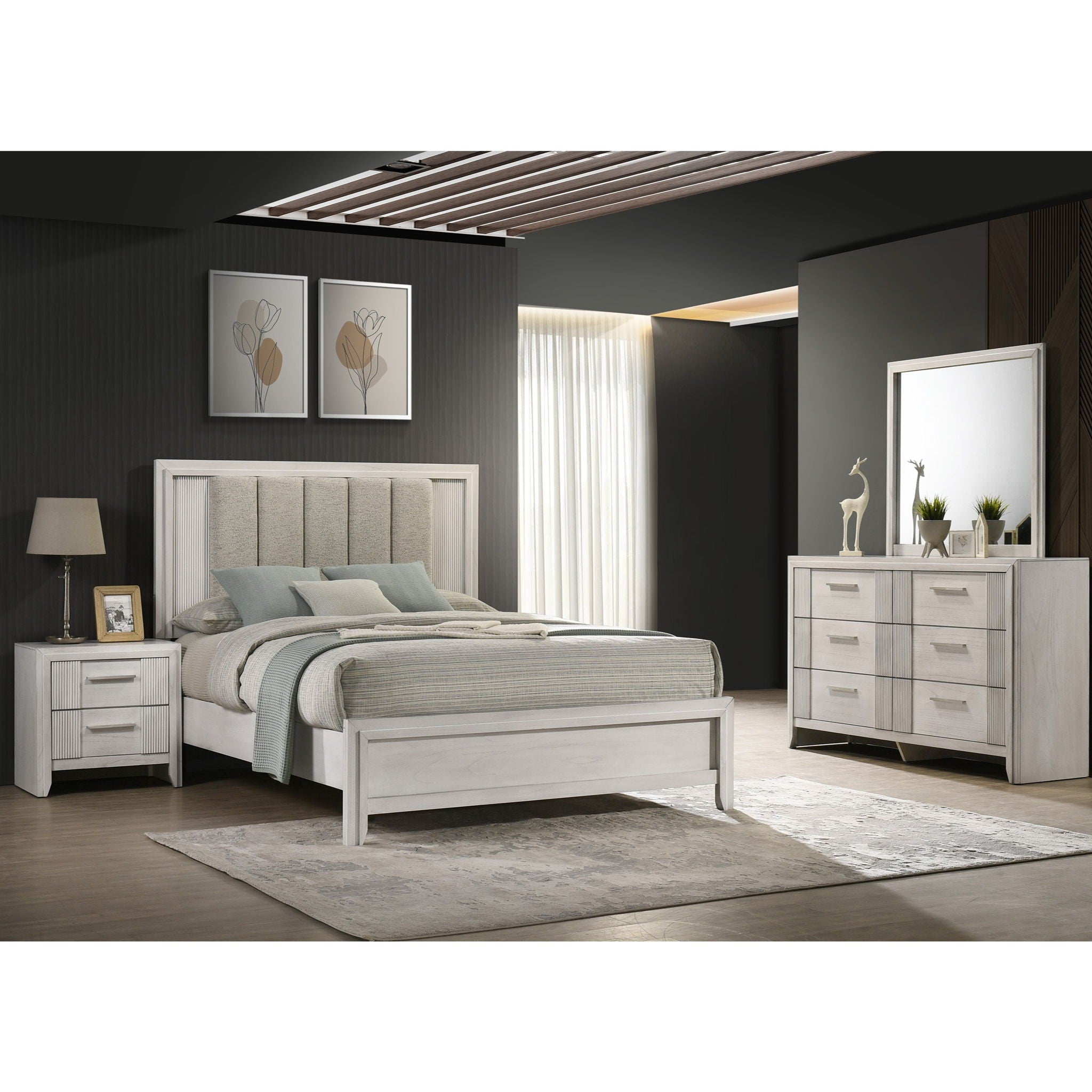 6 Drawer Storage Dresser Furniture - Antique White