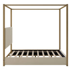 Upholstered Canopy Platform Bed With Frame, Queen Size - Beige