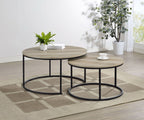 Lainey 2-piece Round Nesting Coffee Table Distressed Pine