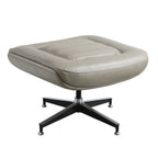 Piran - Twilight Top Grain Leather Accent Chair And Ottoman With Swivel - Gray