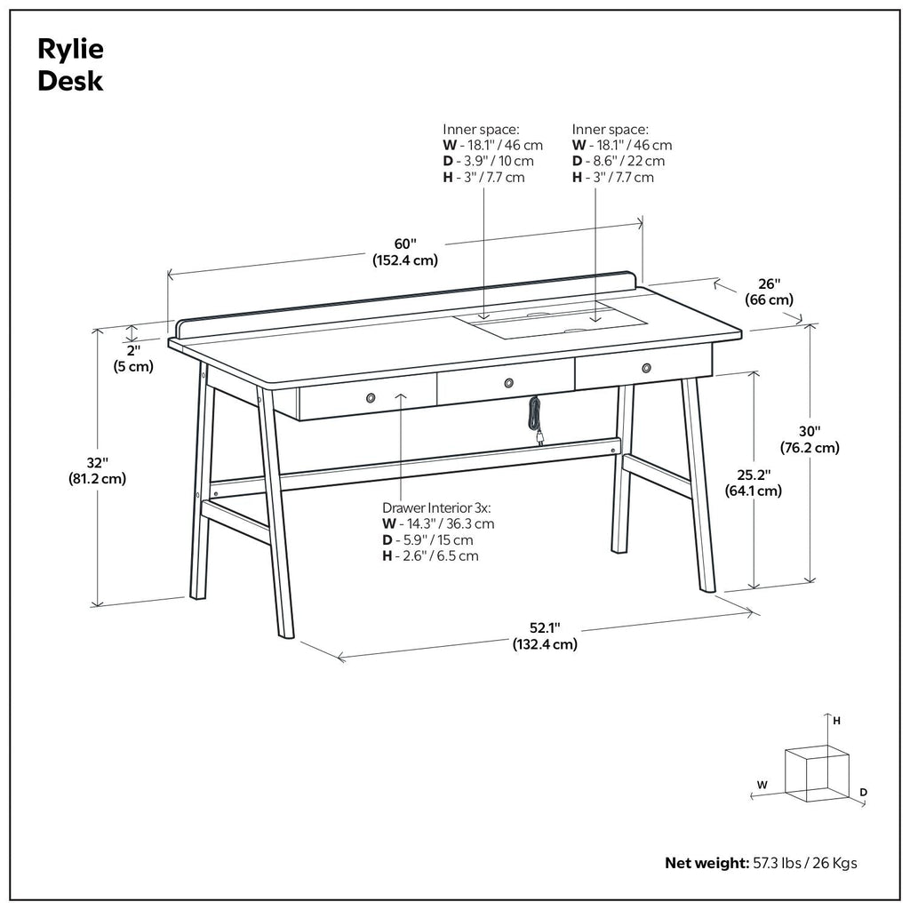 Rylie - Desk - Natural Aged Brown