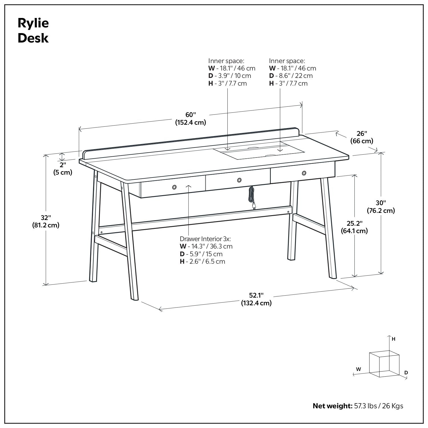 Rylie - Desk - Natural Aged Brown