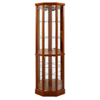 6 Shelf Lighted Corner Curio Cabinet With Adjustable Tempered Glass Shelves And Mirror Back (E26 Light Bulb Not Included)