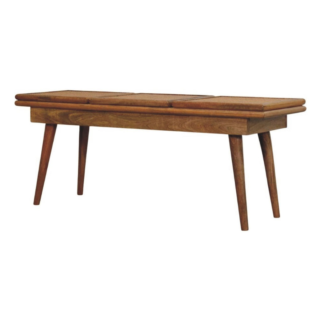 Larissa - Triple Accent Cane Bench - Beige
