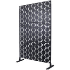 Outdoor / Indoor Privacy Screen Metal Privacy Screen, Freestanding Decorative Privacy Screen For Deck Balcony Patio - Black
