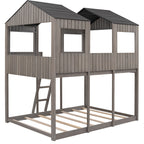 Bunk Bed With Roof, Window, Guardrail, Ladder